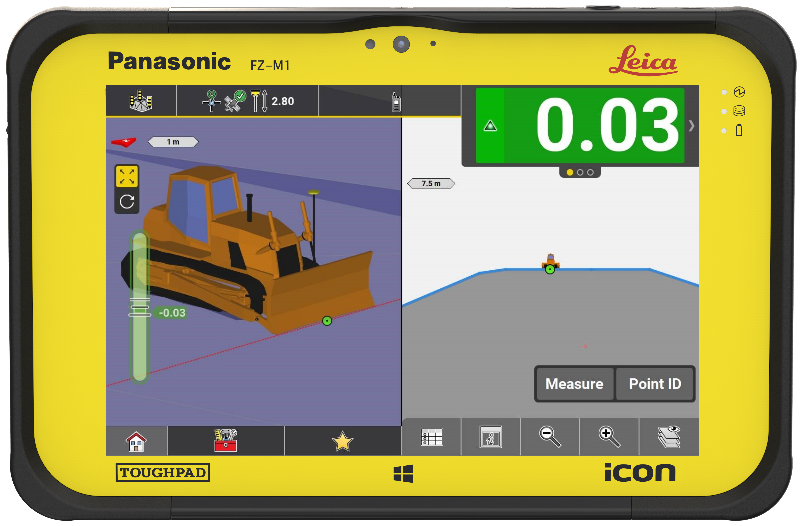 マシンコントロール用途のための Leica iCON CC80 コントローラーと Leica iCON site ソフトウェア